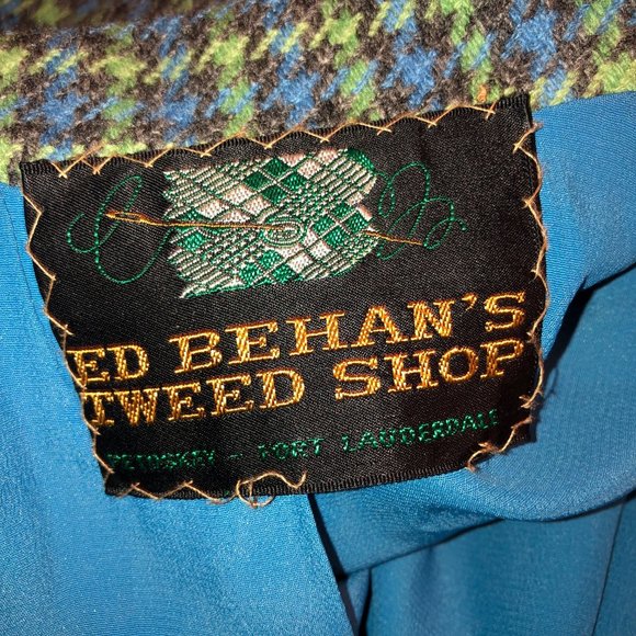 Sz M Ed Beehan's Tweed Shop Vintage 60’s 70’s Green Plaid Wool Jacket - Picture 16 of 16